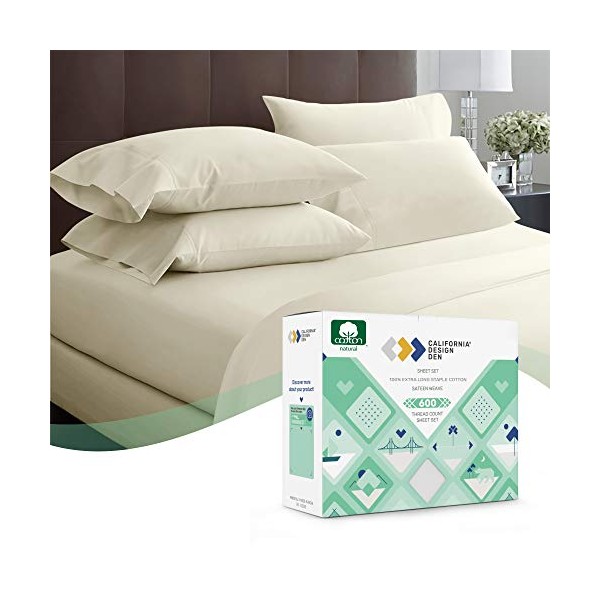 600 Thread Count 100% Cotton Sheets â Ivory Extra Long-Staple