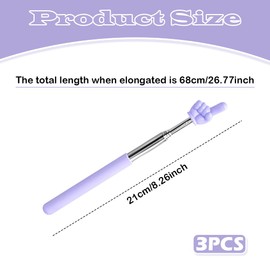 PMTFUMY 3-pack mini retractable teacher stick, retractable finger pin, blue, pink, purple retractable finger indicator stick, suitable for classroom aids