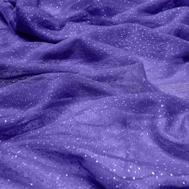 Sewdudely 60" Purple Tulle Glitter Shiny Silver Sequins Fabric by The Yard for Bridal,Wedding,Party Decoration,Tulle Dress,Costume,Gift Wrapping,DIY Crafts,3 Yards