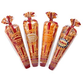 Popcornopolis Gourmet Popcorn Cone Variety Pack – Zebra Popcorn, Cheddar Cheese Popcorn, Caramel Popcorn & Kettle Corn Popcorn, Great for Gifting & Sharing, (12-Count)