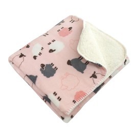 Revel Blanket Throw Blanket Sheep Pattern Blanket 2 Piece Set Nap Blanket Throw Blanket Warm Washable Cute Animal (Pink)