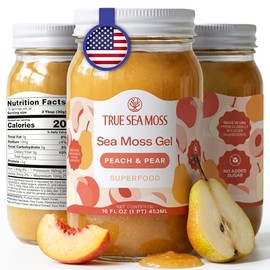 TrueSeaMoss Sea Moss Gel – Made in USA – Wildcrafted Seamoss, Dried Pineapples & Vegetables – Peach/Pear, Pack of 1 (Labels may Vary)