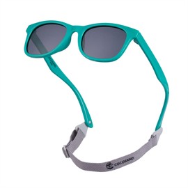 COCOSAND Kids Sunglasses with Strap Flexible Polarized UV Protection for Toddlers & Schoolchild Boys Girls Ages 4-10, Green with Grey Lens