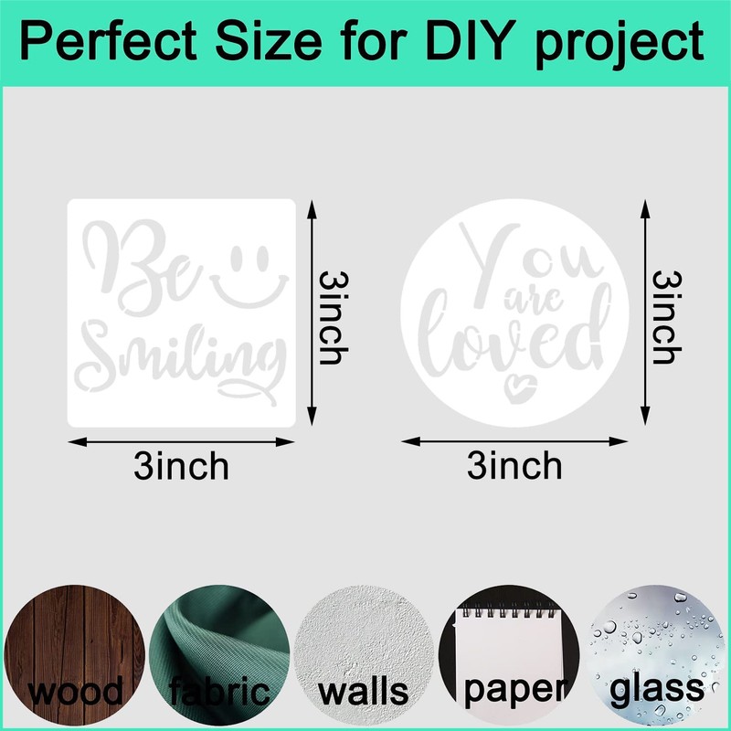 3 Inch Inspirational Word Stencils, 20 PCS Motivational Stencils Reusable