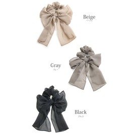 VINGTAINE HS-193-BE- Chou Chou Chiffon Ribbon, Removable, Sheer Arrangement, Hair Accessories, Adult Casual, Simple