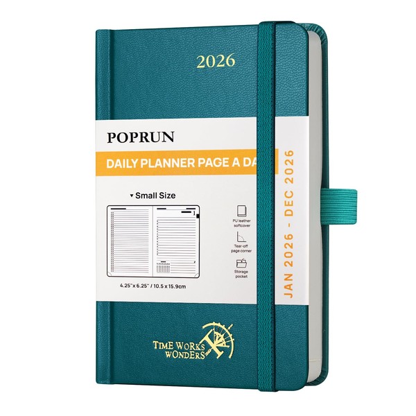POPRUN 2026 Daily Agenda One Page Per Day A6 Planner