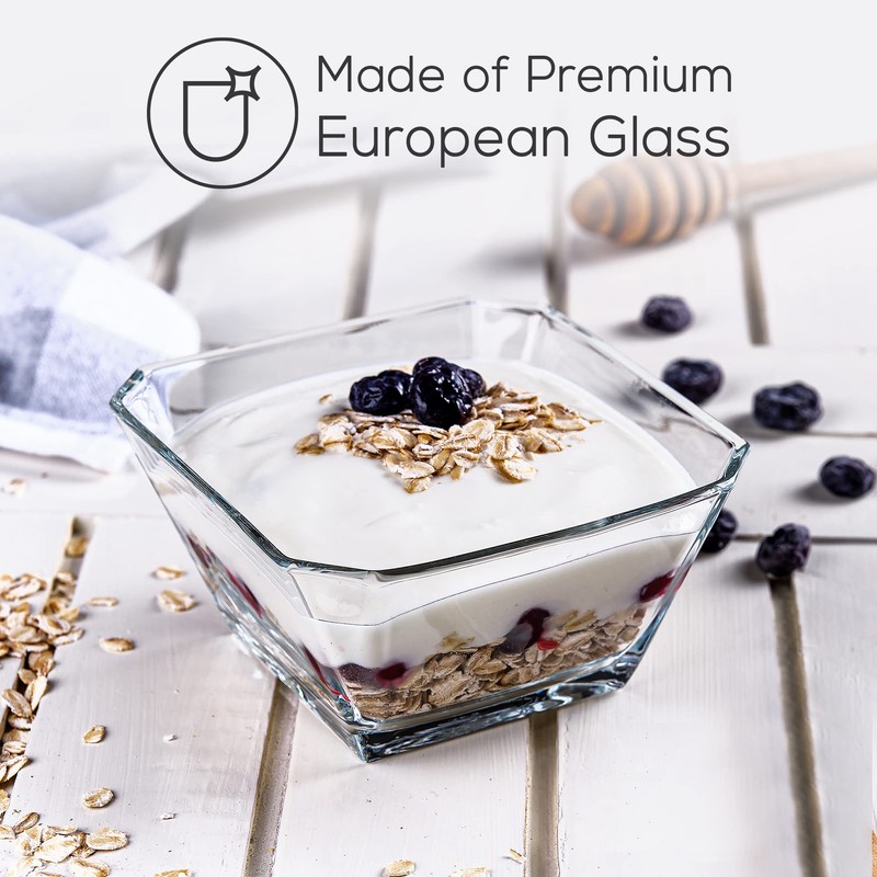 Glass Bowls for Kitchen Prep, Modern Serving Dishes for Dessert,
