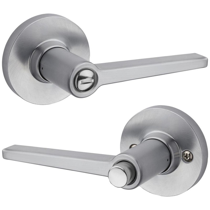 Kwikset Safe Lock Daylon Lever Round Rose Privacy Lock Satin