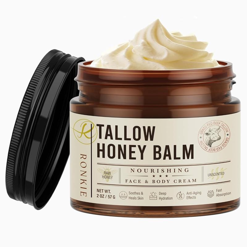 Beef Tallow & Raw Honey Balm: Grass-Fed, Unscented Moisturizer for