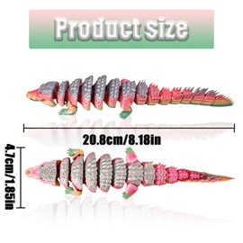 TEAONE 3D Printed Crocodile, 3D Printed Animal Toys for Desktop Decorations, Fidget Toys, Prank Prop (21cm/8.26in, Candy Color)