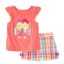 Toddler Girls Summer Clothes Outfit,Cotton Top and Shorts Clothing Set Owl 3t