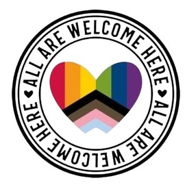 All Are Welcome Here Sticker Printed On To White Vinyl Simply Peel And Stick