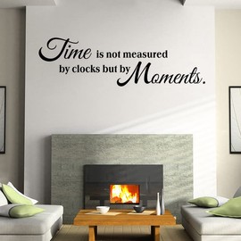 Inspirational Quote Wall Stickers,Time is Not Measured by Clocks But by Moments Motivation Saying Wall Decal for Home, Positive Words Wallpaper Mural for School Office