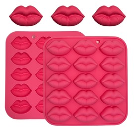 Copzievkae 2PCS Lip Chocolate Mold, Lip Silicone Mold 15 Cavity Holiday's Day Chocolate Mold For Baking, Candy, Candles, Ice Cube, Wedding Party, Rose