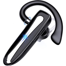 EUQQ Bluetooth Headset, Single Ear Business Earbuds, V5.2 Hands-Free Earphones with Hook, 24 Hrs Talk Time Wireless Earbuds, Bluetooth Earpiece with Built-in Mic for Driving/Business/Office, Black