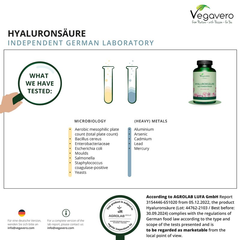 Hyaluronic Acid Vegavero® | HIGH Strength - 600mg with 800-1500