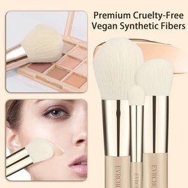 Juego de brochas de maquillaje de viaje, 15 brochas de maquillaje pequeñas y 2 borlas para base, polvos, sombras de ojos, iluminadores, contornos, rubores y correctores, juego de brochas de (tono de piel)