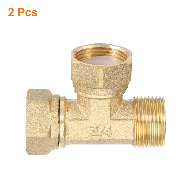 sourcing map Brass Tee Swivel Pipe Fitting, 3/4" (Female x