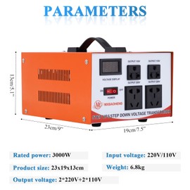 MXBAOHENG Voltage Converter Transformer 3000W Heavy Duty Step Up/Down Transformer 110v to 220v / 220v to 110v