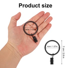 150 Packs 1.5 Inch Metal Openable Curtain Rings with Clips, Decorative Drapery Rustproof Vintage Curtain Rings with Strong Hooks for Room, Bathroom and Parlor Window, Black, by GENHAKON