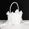 Flower Girl Baskets for Weddings, White Flower Basket with Pearl