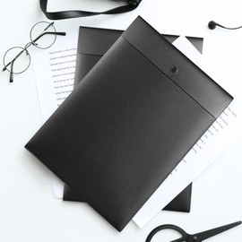 VANRA Vertical Lever Arch File Poly File Envelope Plastic Project Folder with Snap Closure for A4 Letter Size Paper (Black)