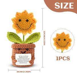 LUMOOM Pocket Hug Positive Sunflower, Lucky Sunflower, Positive Potato German Replacement, Get Well Gifts, Courage Gift, Creative Knitting Wool Sunflowers (Sunflower Yellow)