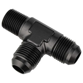 EVIL ENERGY 8AN Tee Male Flare to 3/8 NPT on Run T Fitting Adapter Aluminum Black