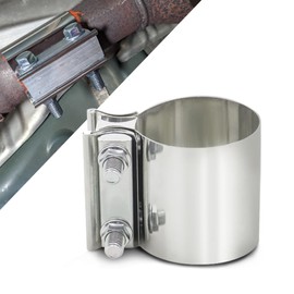 Rebvugr 2.25 Inch Exhaust Clamps, Universal 2.0'-4.0' Exhaust Lap Joint Butt Clamps, 304 Stainless Steel Butt Joint Band Clamp Sleeve Coupler for Muffler Pipe Repair, Catalytic Converters (2.25 Inch)