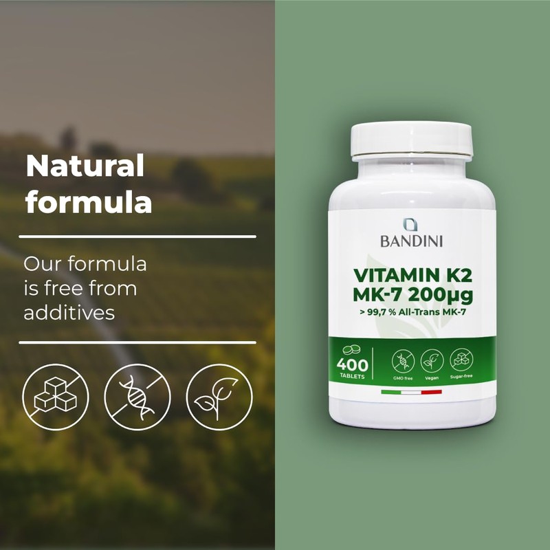 Bandini® Vitamin K2 MK7 200mcg | 400 Vegan Tablets |