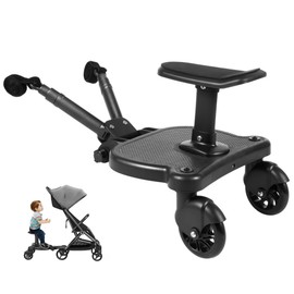 JAYGOVAN Universal Stroller Board 2-in-1 Buggy Board with Detachable Comfortable Seat Standing Board,Stroller Glider Board Suitable for Most Brands of Strollers, Holds Children Up to 55lbs