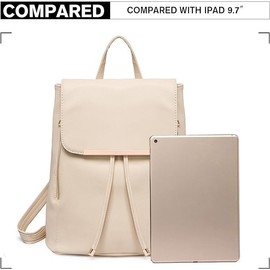 Miss Lulu Backpack Women Small Waterproof Backpack City Backpack Backpack Women Modern Backpack Women PU Leather for Travel Work School (Beige)