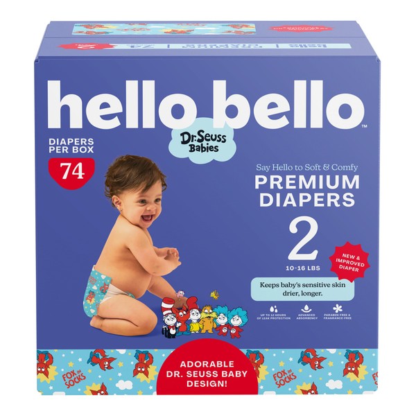 Hello Bello Dr. Seuss Babies Premium Diapers, Size 2, 74