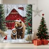 Winter Christmas Bear Shower Curtain, Rustic Cabin Wildlife, 70 x