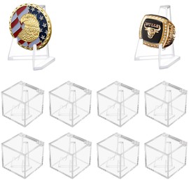 Championship Ring Display Case, Clear Acrylic Championship Ring Holder Box, Acrylic Display Easel Coin Stand Holder, Holder Box for Storage Championship Ring and.Coin (8, 2.36 Inch)