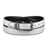 Concitor Reversible Wide Belt WHITE Black Bonded Leather Pewter-Tone Buckle