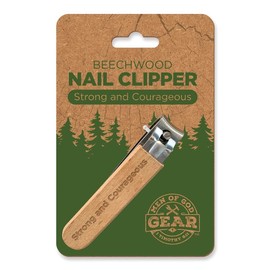 Beechwood Mens Nail Clipper - Laser Engraved Strong and Courageous Scripture Tool - Heavy Duty Stainless Steel Toenail & Fingernail Cutter for Healthy, Strong Nails - Christian Pocket Tools for Men