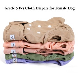 Female Dog Diapers 5Pcs - Premium Reusable Diapers for Doggie in Heat - Highly Absorbent Dog Diapers Female for Pet Incontinence with Adjustable Snaps,L