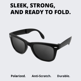 Lyvixora Foldable Sunglasses Polarized UV Protection - Ultra Lightweight Folding Sunglasses with Case, Trendy Unisex Mini Design for Travel, Driving & Outdoor (Black, Includes Case)