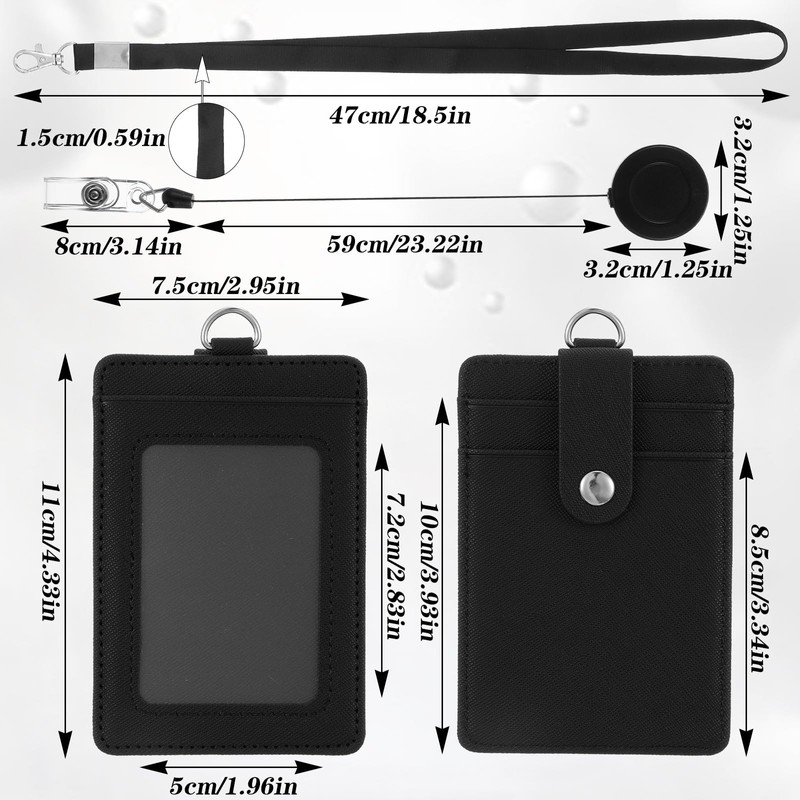 PU Leather Badge Holder with Lanyard ID Badge Holder with