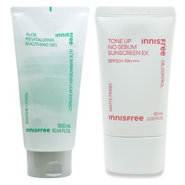 Innisfree Aloe Revital Soothing Gel + Tone Up No-Sebum Sunscreen EX / 이니스프리 알로에 리바이탈 수딩젤+톤업 노세범 선스크린 EX
