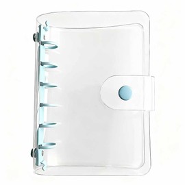 CHANGJIQ Clear Binder Cover A7 6-Hole PVC Made m6 Mini Personal Organizer Cover Notebook Shell Folder Sticker Book Transparent Protection Waterproof Metal Ring Refillable Snap Button Closure Cute