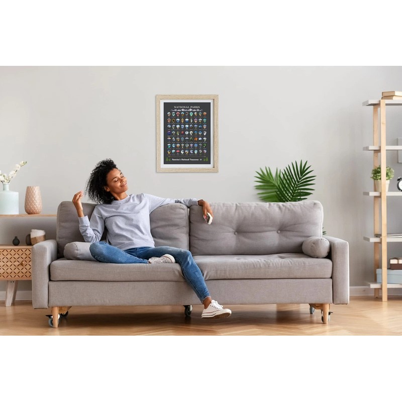 Bright Standards Scratch Off National Parks Map Poster 12x16 Inch