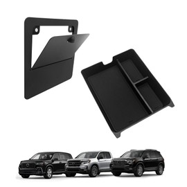 Muslogy 2PCS Center Console Organizer & Hidden Storage Box Compatible with 2023 2024 2025 Honda Pilot Accessories, 2024+ Ridgeline/Passport Armrest Privacy Insert Tray Console Insert Organizer