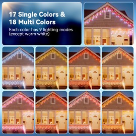LitHome 26.2FT Color Changing Icicle Lights for Outside with Remote,165Led Icicle Lights Outdoor Plug in with Timer,Icicle Light Indoor Dimmable Connectable for Holiday Bedroom Eaves Christmas Decor