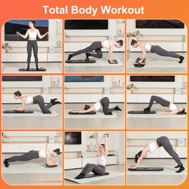 VBZP Pilates Board - Pilates Reformer Set, Portable and Foldable Pilates Board for Home Workout, Multifunctional Pilates Board for Women, Pilates Reformer Machine for Home Exercise, Black Orange