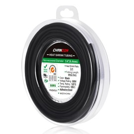 Chanzon 3:1 Ratio 1/4" (6.4mm) Heat Shrink Tubing - Marine Grade Waterproof Adhesive Lined - 8Ft Roll (2.5M Total Length) Black Polyolefin Sleeving Wrap Shrinking 3 to 1 Ratio 1pcs