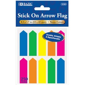 BAZIC 25 Ct. 0.5" X 1.7" Neon Color Arrow Flags (10/Pack)