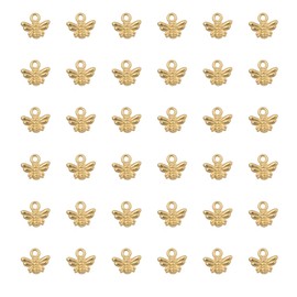 Ruwado 50 Pcs Bee Charms Metal Small 1.1 x 1 x 0.3 cm Cute Honeybee Alloy Pendant for Women DIY Jewelry Making Necklace Bracelets Earring Keychain Key Rings Bookmark Supplies (Gold)