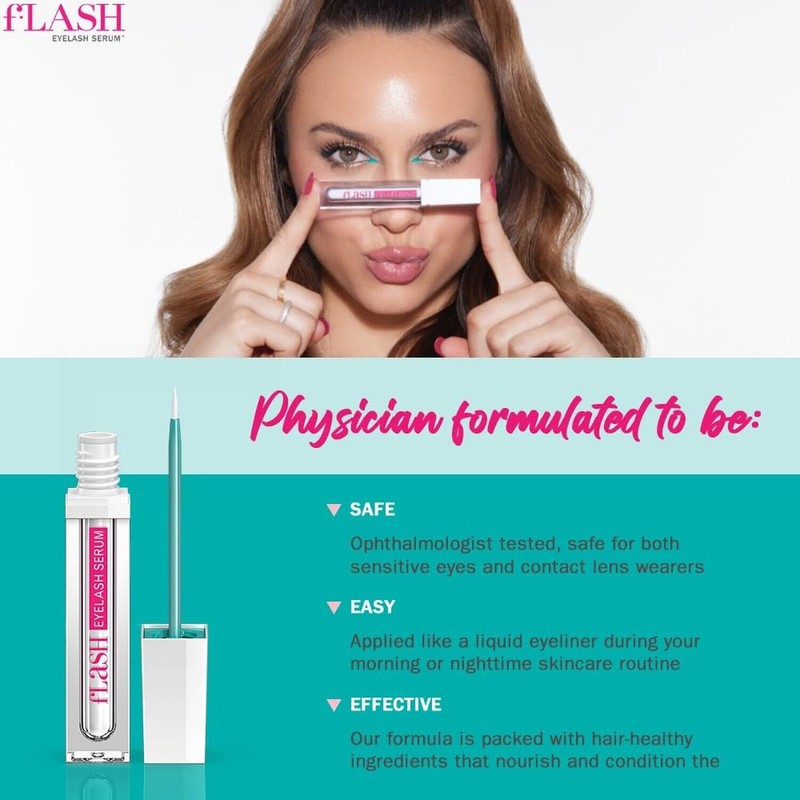 fLASH Eyelash Serum, Serum for Long, Curled Lashes - Enhances